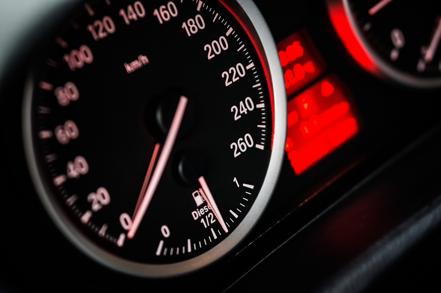 Close up of Car Speedometer