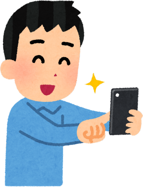 Illustration of a Happy Man Taking a Selfie with a Smartphone